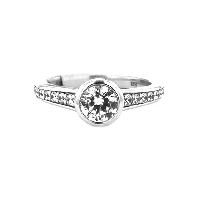 Ladies Glossy Charm Engagement Rings -0.34 ctw Diamond Bezel Engagement Ring