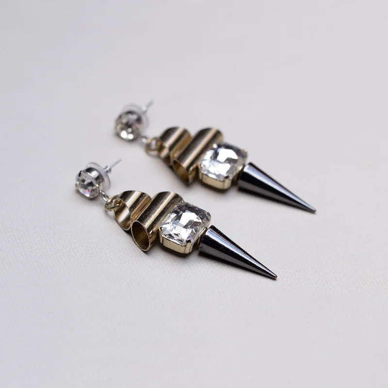 Ladies luxe platinum earrings -Vintage Paul Smith Spike Stud Earrings