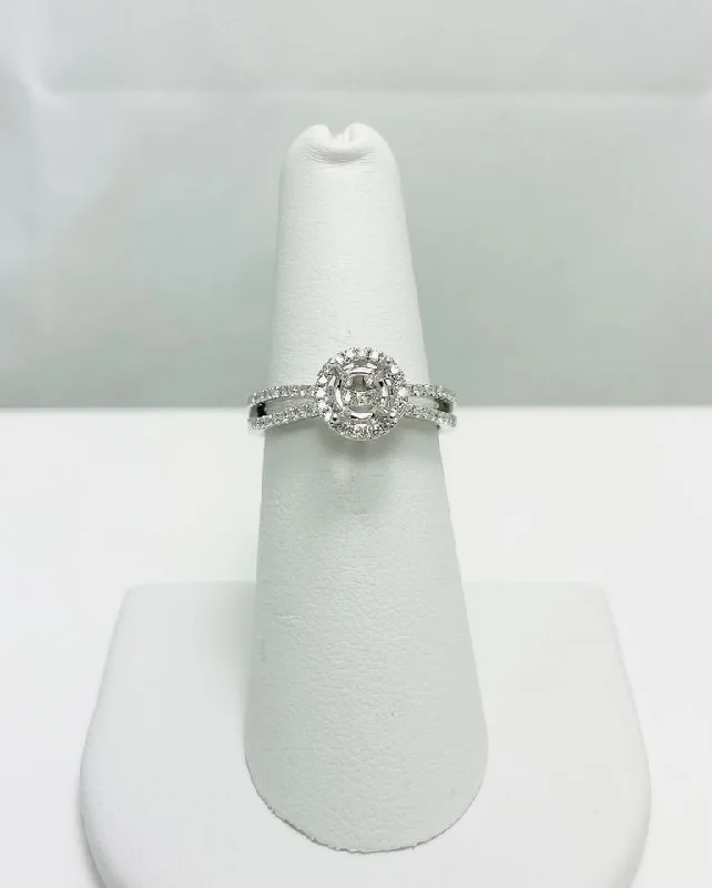 Ladies Deco Flair Engagement Rings -New! Natural Diamond 18k White Gold Engagement Ring Mount