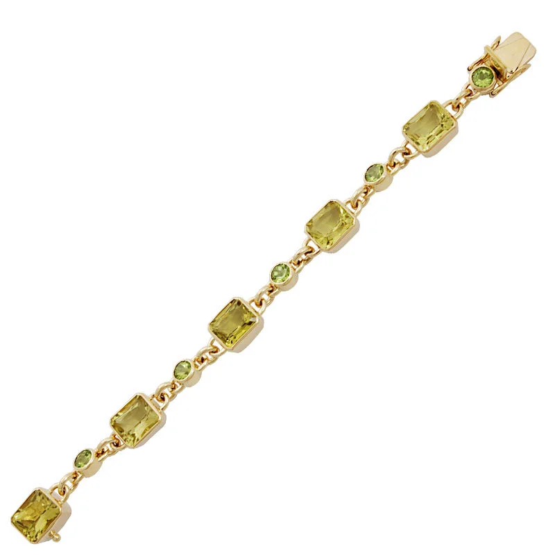 Ladies Bracelets with Brown Andalusite-Bracelet-Lemon Quartz and Peridot