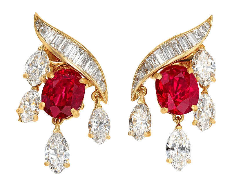 Ladies knotted cord earrings -Fasano Thai Ruby Earrings, 8.22 Carats