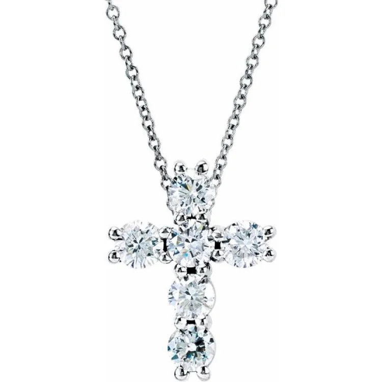 Ladies Necklaces for Girl Glow-14K White 1 3/8 CTW Natural Diamond Cross 18" Necklace