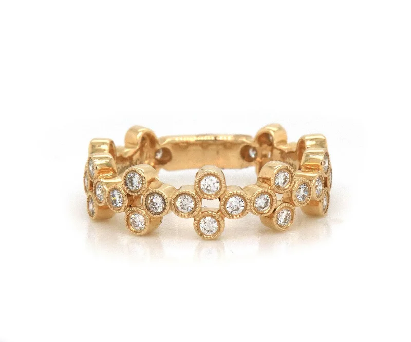 Ladies Rings for Niece Spark-New Gabriel & Co. Diamond Milgrain Cluster Station Band Ring in 14K