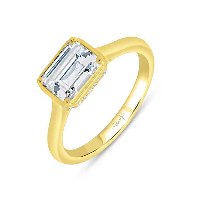 Ladies Yellow Diamond Engagement Rings -0.10 ctw Diamond Bezel Engagement Ring