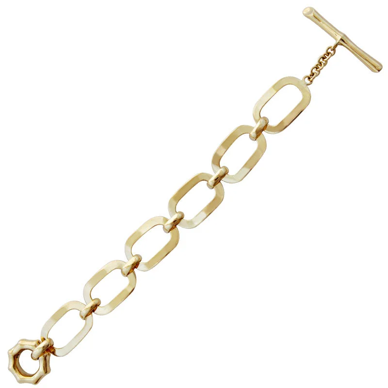 Ladies Bracelets with Cream Howlite-Toggle Bracelet - Gold