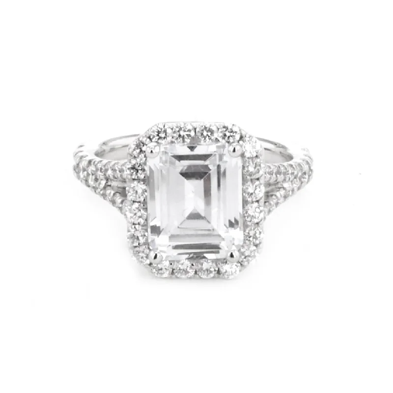 Ladies Infinite Loop Engagement Rings -1.07 ctw Diamond Halo Engagement Ring