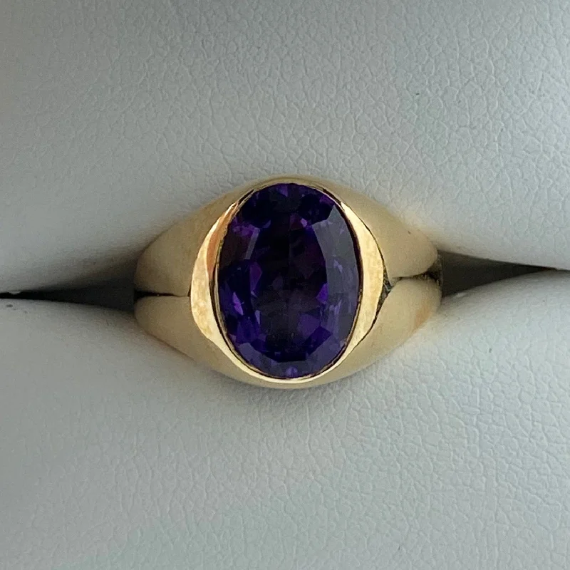 Ladies Rings with Blue Chalcanthite-Domed Amethyst Ring