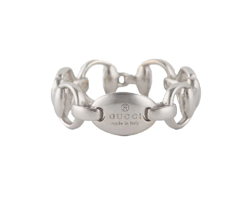 Ladies Rings Bold Shine-Gucci Horsebit Motif Band Ring in 18K