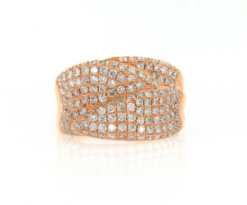 Ladies Rings with Angel Spark-New 3.00ctw Diamond Multi Row Crossover Ring in 18K