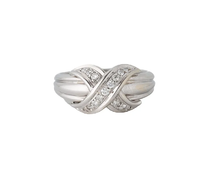 Ladies Rings Thick Shine-Tiffany & Co. 0.24ctw Diamond Signature X Crossover Ring in 18K