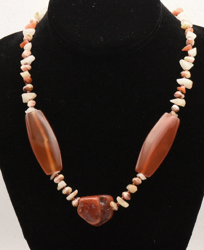 Ladies Necklaces for Music Glow-Vintage Carnelian Chunk Bead Necklace - 19.5"