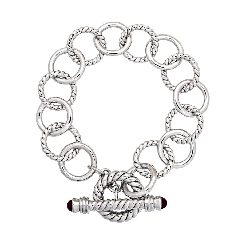 Ladies Bracelets with Ruby Shine-Toggle Bracelet-Ruby