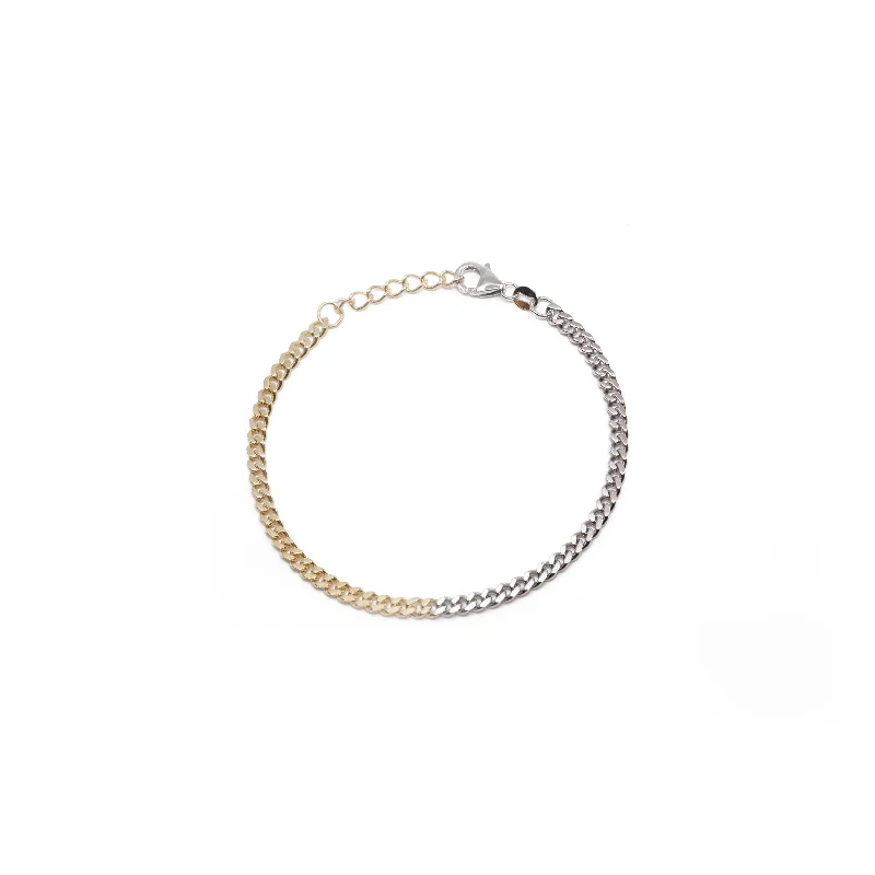 Ladies Bracelets with Bloom Glow-THE TWO TONE CURB BRACELET