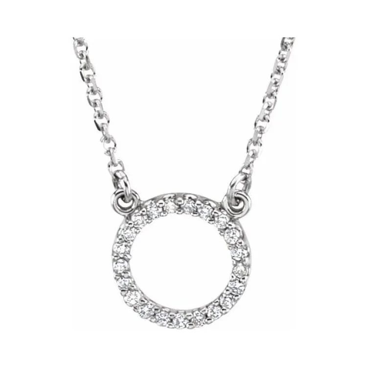 Ladies Necklaces for Mom Spark-14K White .08 CTW Natural Diamond Circle 16" Necklace