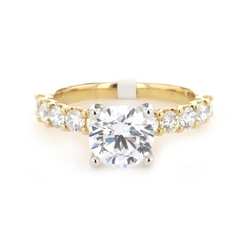 Ladies Pave Set Engagement Rings -0.80 ctw Diamond Solitaire Engagement Ring