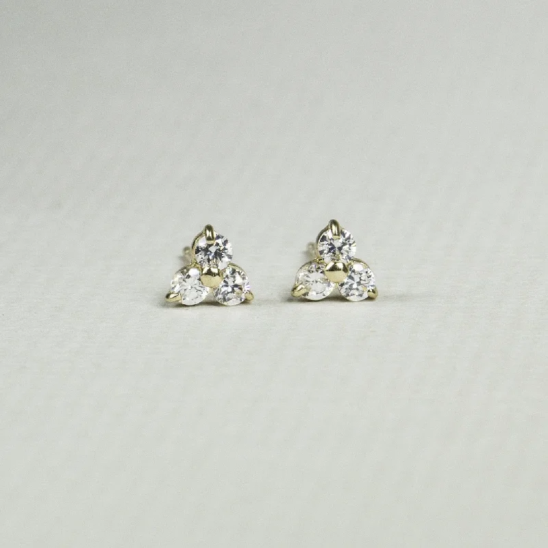 Ladies orbit charm earrings -Crystal Triangle Stud Earrings