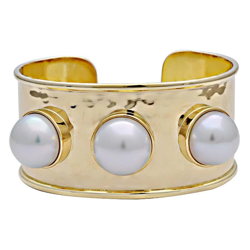 Ladies Bracelets with Tree Shine-Cuff Bangle-South Sea Pearl  (2114C)