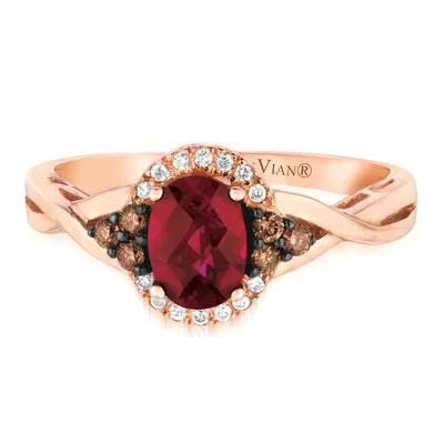 Ladies Rings Light Glow-Le Vian Chocolatier® Raspberry Rhodolite® and Diamond Ring WJAI 142