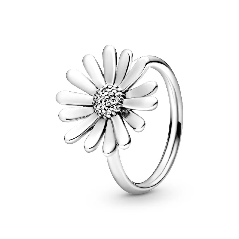 Ladies Rings Slim Spark-Pavé Daisy Flower Statement Ring