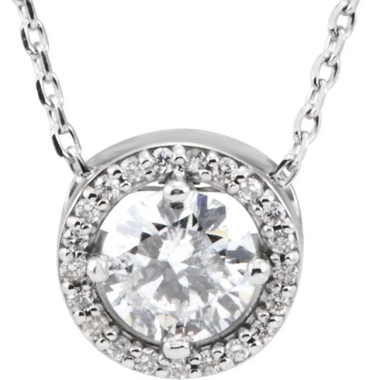 Ladies Necklaces Artistic Shine-14K White 1/2 CTW Natural Diamond Halo-Style 16" Necklace