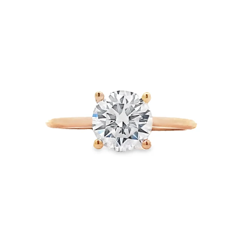 Ladies Closed Spark Engagement Rings -Round Diamond Solitaire Engagement Ring in Yellow Gold by Fana