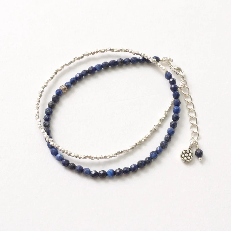 Ladies Bracelets with Purple Taaffeite-PHADUA / Lapis Lazuli W-Wrap Bracelet