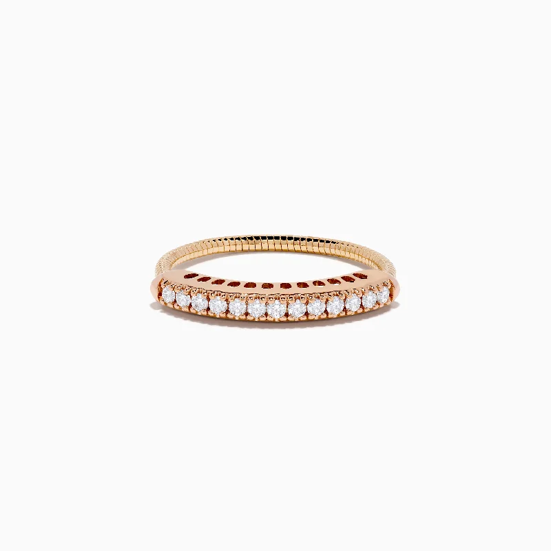 14K Rose Gold Flexible Size 7-10 Diamond Ring