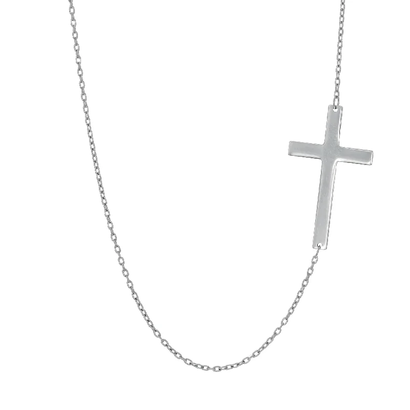 Ladies Necklaces in Warm Gold-14K Gold Flat Cross Necklace