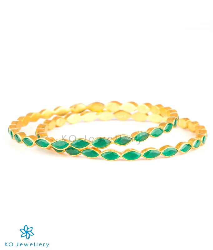 Ladies Bracelets for Dream Spark-The Avantika Silver Kemp Bangle(Green/Size 2.2/2.4/2.8)