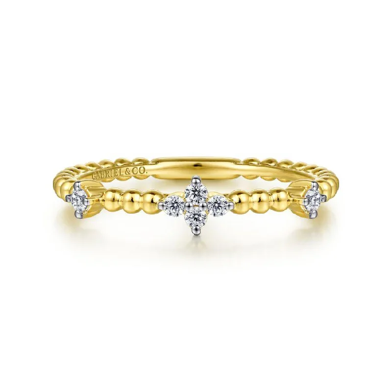 Ladies Rings with Crescent Spark-Gabriel & Co. - LR52159Y45JJ - 14K Yellow Gold Diamond Station Bujukan Ring