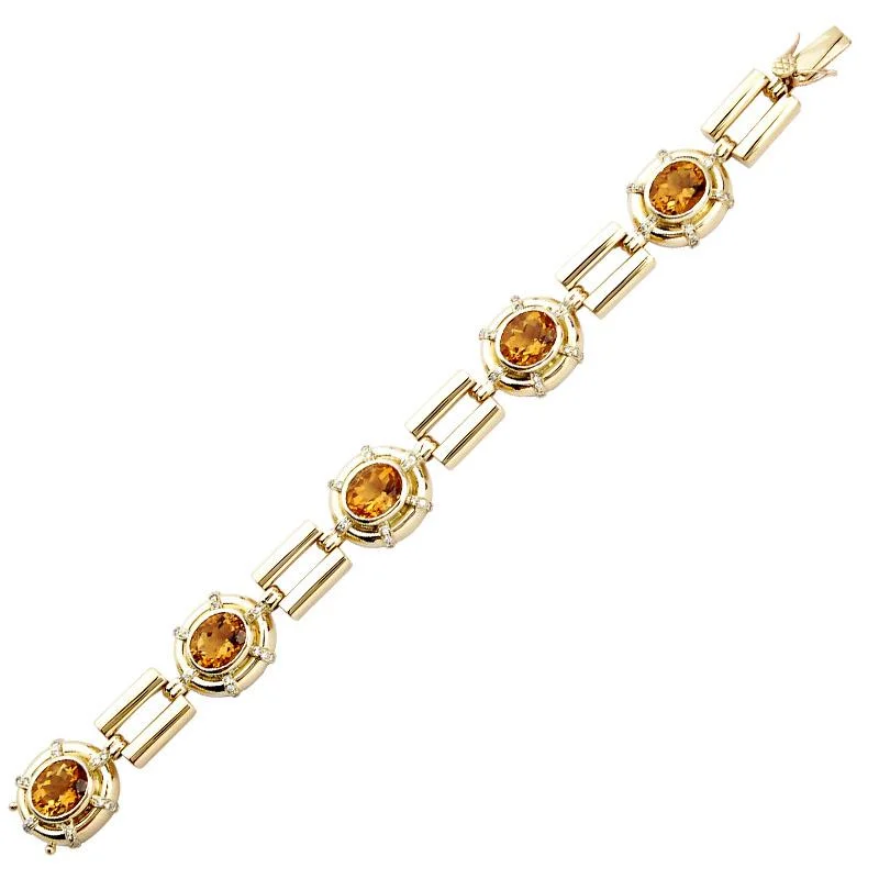 Ladies Bracelets with Sea Beryl-Bracelet-Citrine and Diamond  (1246D)