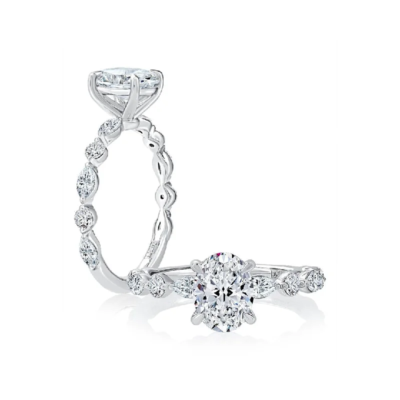 Ladies Harmony Band Engagement Rings -0.62 ctw Diamond Solitaire Engagement Ring