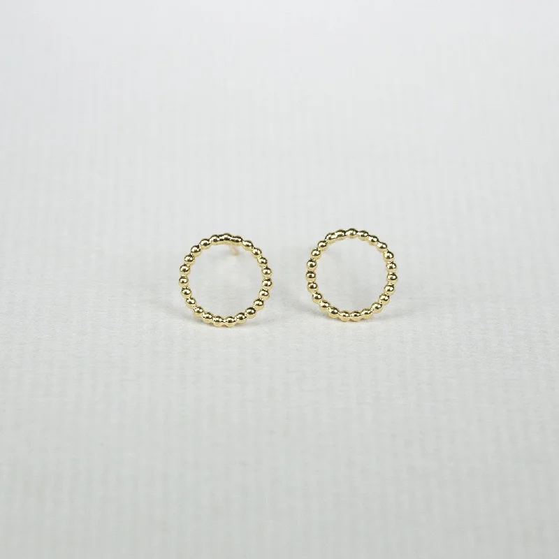 Ladies featherlight minimal earrings -Beaded Circle Stud Earrings