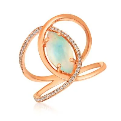 Ladies Rings with Stellar Glow-Le Vian® 14K Strawberry Gold®  Neopolitan Opal™ Ring GECR 46