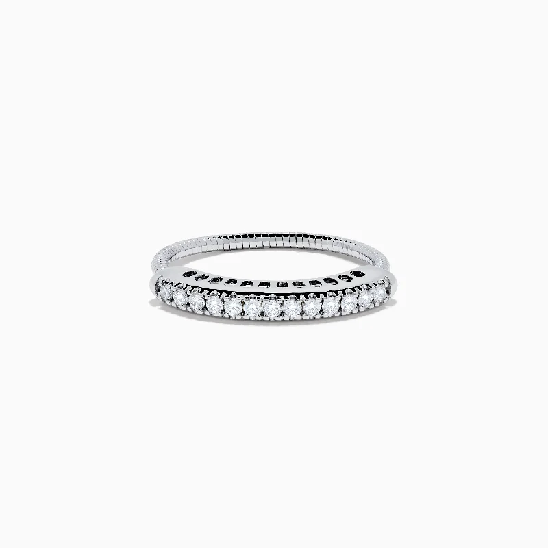 14K White Gold Flexible Size 7-10 Diamond Ring