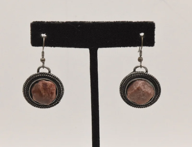 Ladies poised elegance earrings -Vintage Tumbled Jasper Dangle Earrings