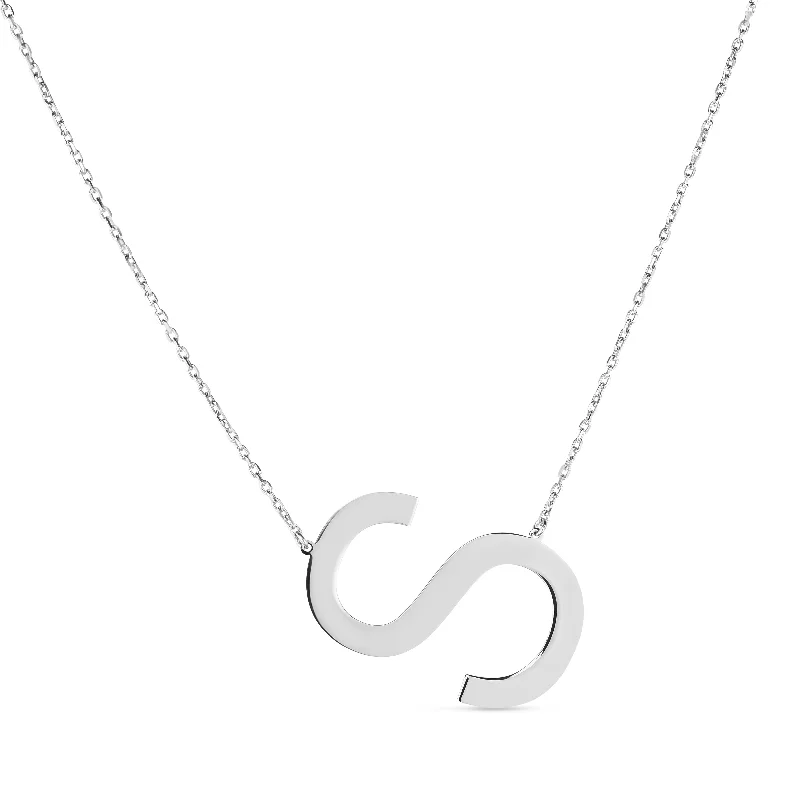 Ladies Necklaces with Bloom Glow-Silver S Letter Necklace