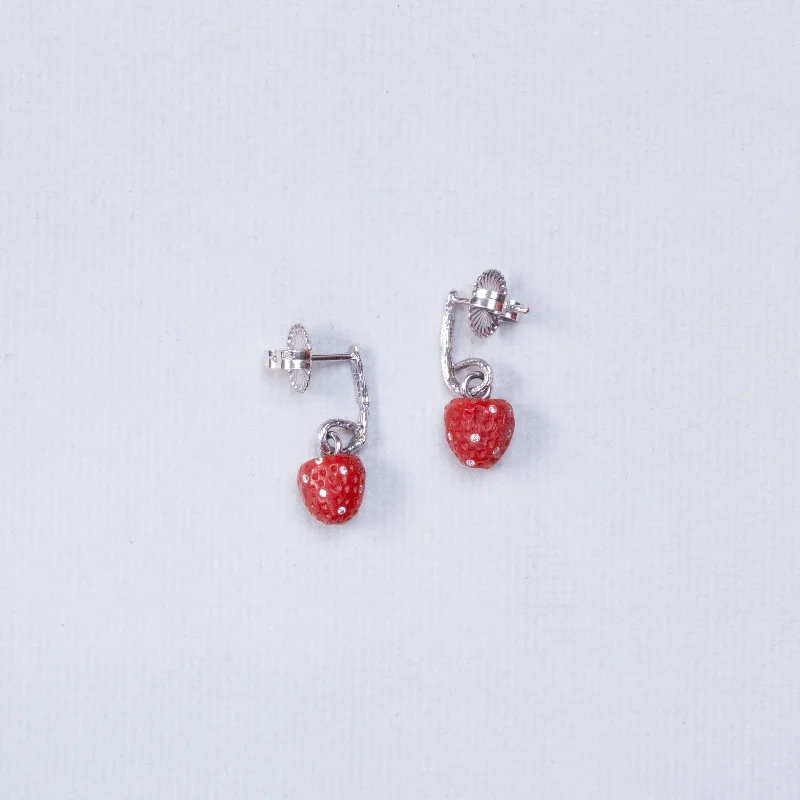 Ladies rural charm earrings -Strawberry Stud Earrings