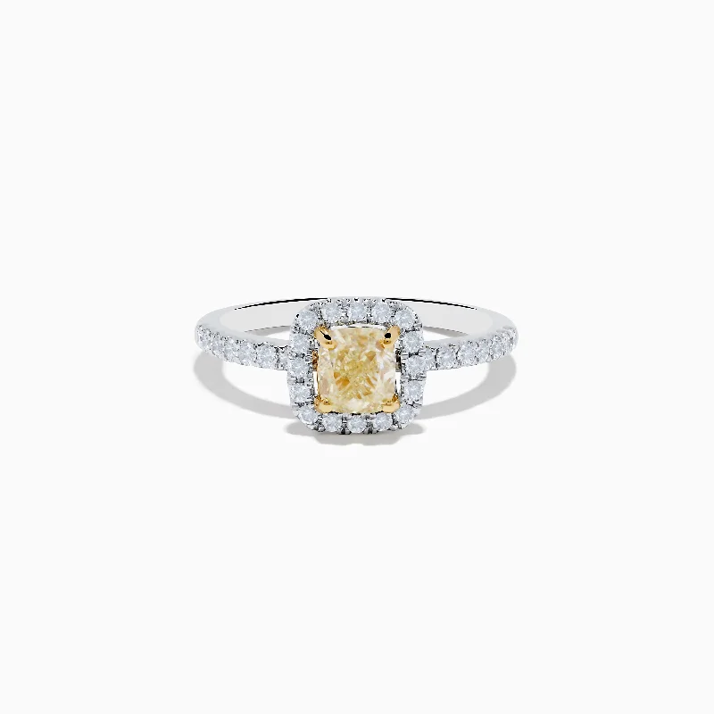 Ladies Rings with Red Spinel-Canare 18K Two Tone Gold White and Yellow Diamond Ring