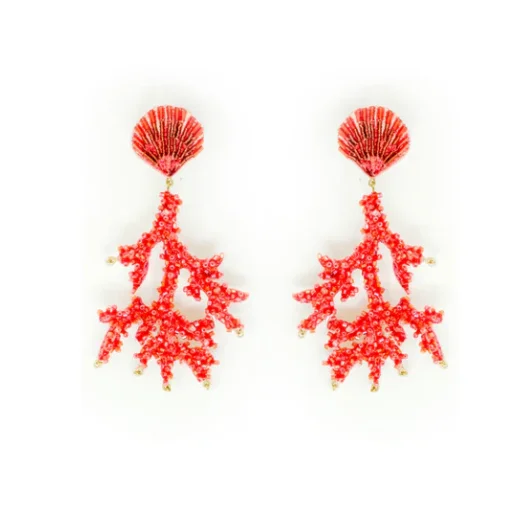 Ladies glittering spark earrings -Trovelore - Finger Coral Earrings