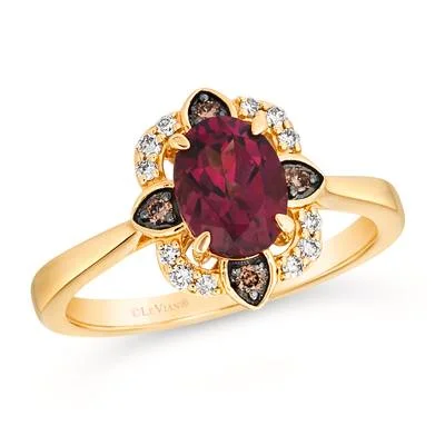 Ladies Rings Soft Spark-Le Vian® Ring Raspberry Rhodolite®, Nude Diamonds™ Chocolate Diamonds® set in 14K Honey Gold