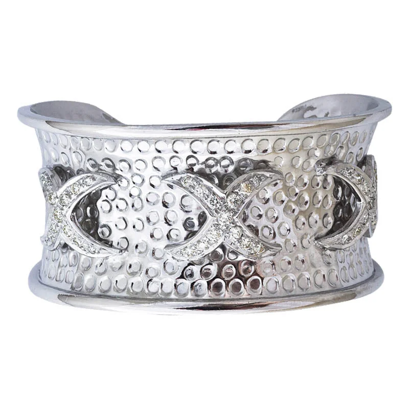 Ladies Bracelets Budget Shine-CUFF BANGLE- DIAMOND IN STERLING SILVER