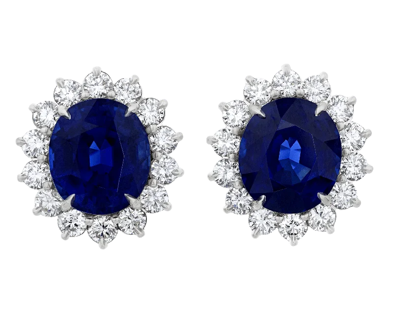 Ladies throwback retro earrings -Unheated Sapphire Earrings, 20.62 Carats