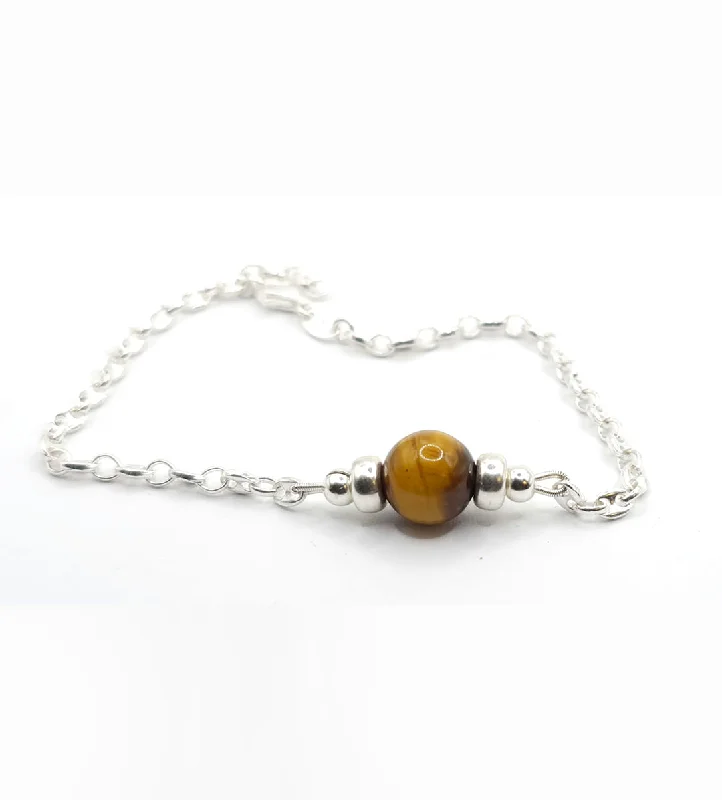 Ladies Bracelets Ethnic Glow-YELLOW TIGER EYE MINIMALIST BRACELET