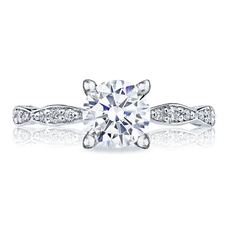 Ladies 18K Luxe Engagement Rings -Tacori Sculpted Crescent Diamond Engagement Semi Mount 46-2RD65