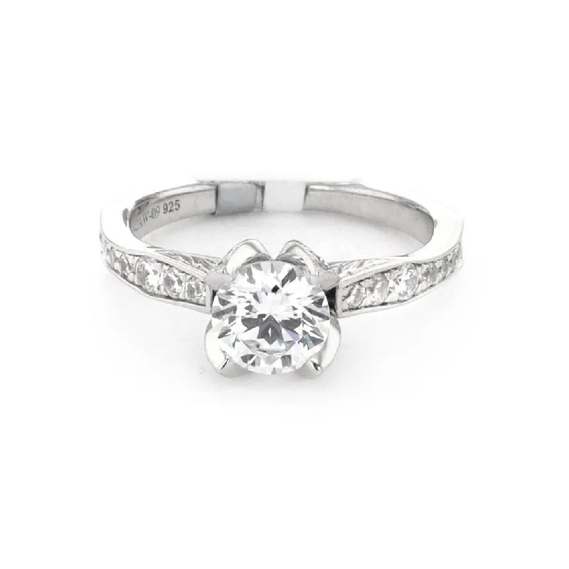 Ladies Organic Flow Engagement Rings -0.38 ctw Diamond Solitaire Engagement Ring