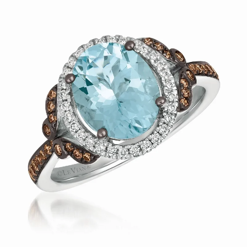 Ladies Rings for Kin Glow-Le Vian Chocolatier® Sea Blue Aquamarine® and Diamond Ring TRKT 28