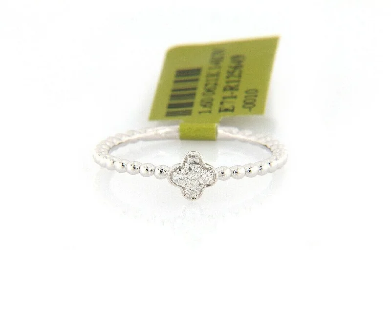 Ladies Rings for Dance Spark-New 0.08ctw Diamond Clover Beaded Ring in 14K