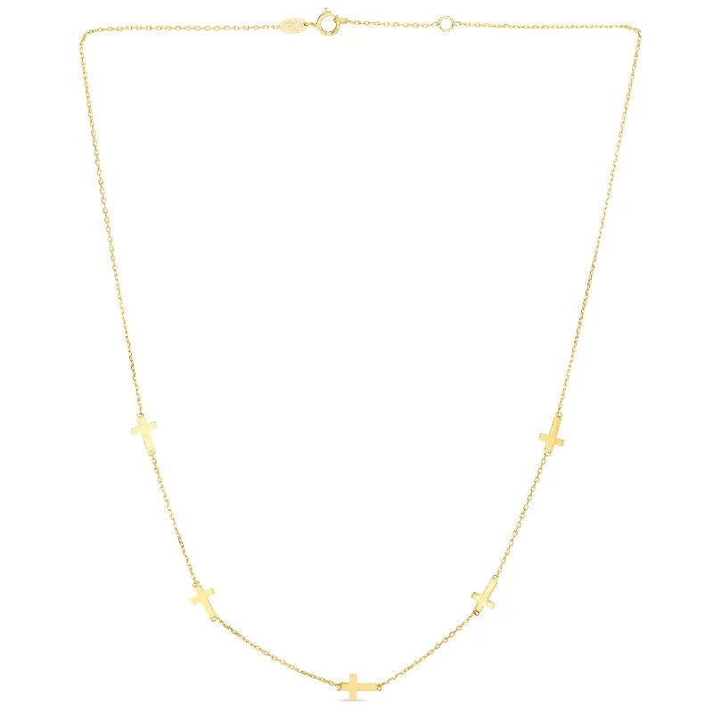 Ladies Necklaces Soft Spark-14K Gold Cross Station Necklace