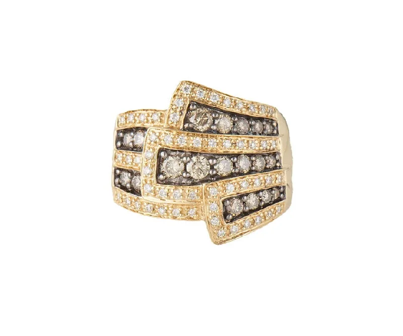 Ladies Rings Crafted Glow-Le Vian 1.00ctw White and Chocolate Diamond Multi-Layer Wrap Ring in 14K